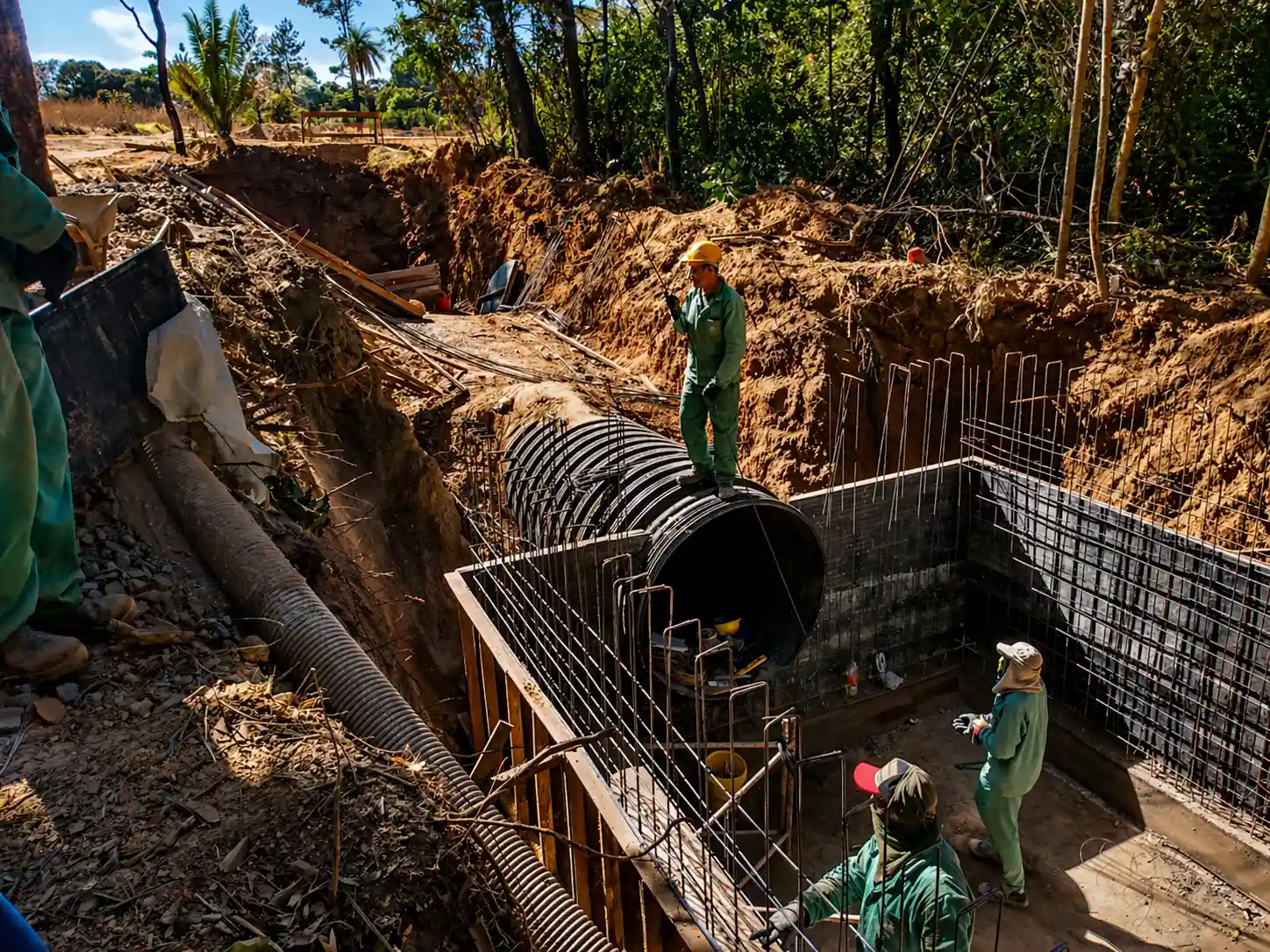 Execução de obra ambiental com contenção de solo e recuperação de área degradada